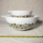 Vintage Pyrex Mixing/Nesting Bowls Set of Two Spring Blossom Green 1970s