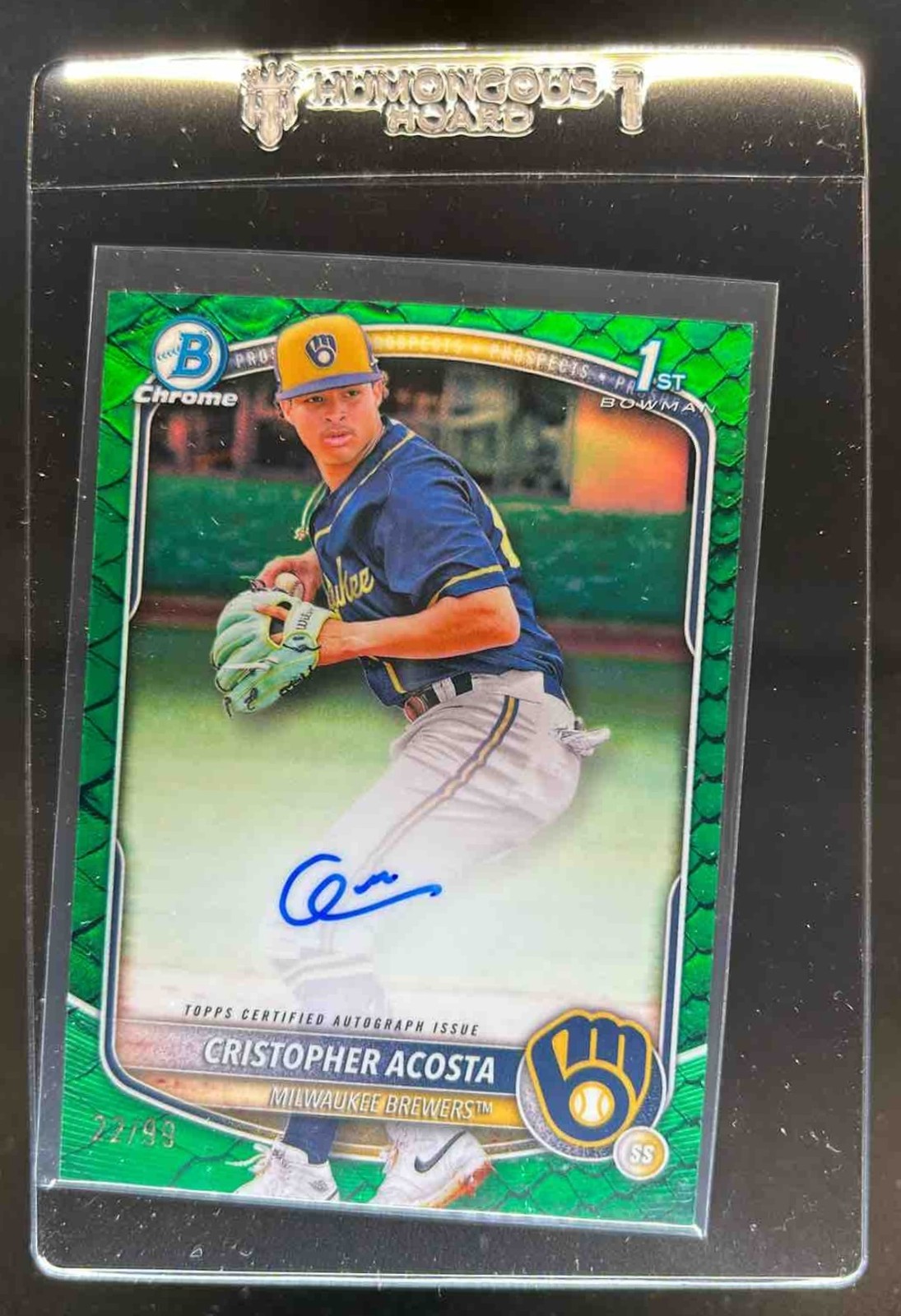 2025 Bowman Chrome Cristopher Acosta Auto Reptilian Green Refractor 1st #22/99