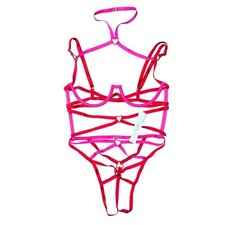 Victoria's Secret Strappy Heart Teddy Bodysuit Red Pink XS NWT 11240737 86Q4