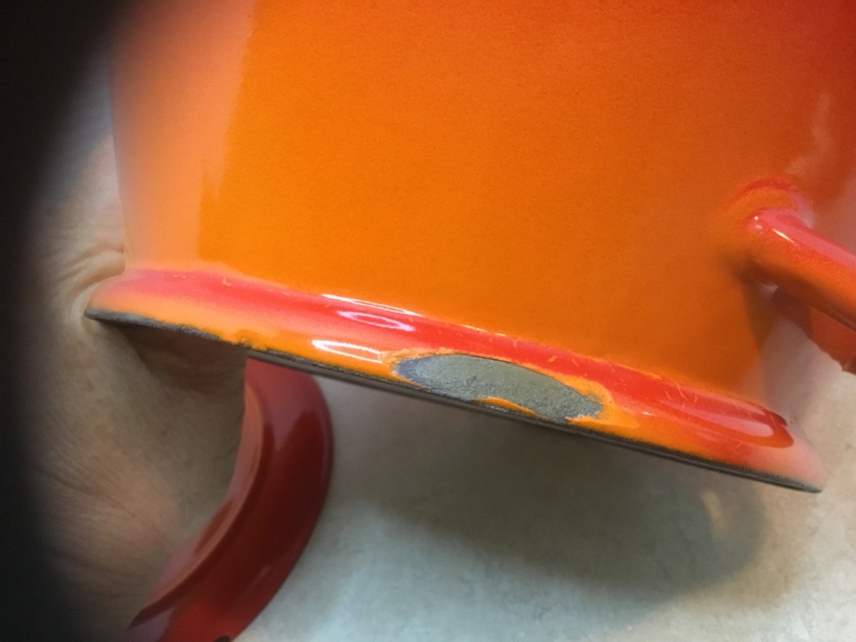 Vintage DESCOWARE BELGIUM Flame Bean Pot w/Lid Cast Iron Enamel