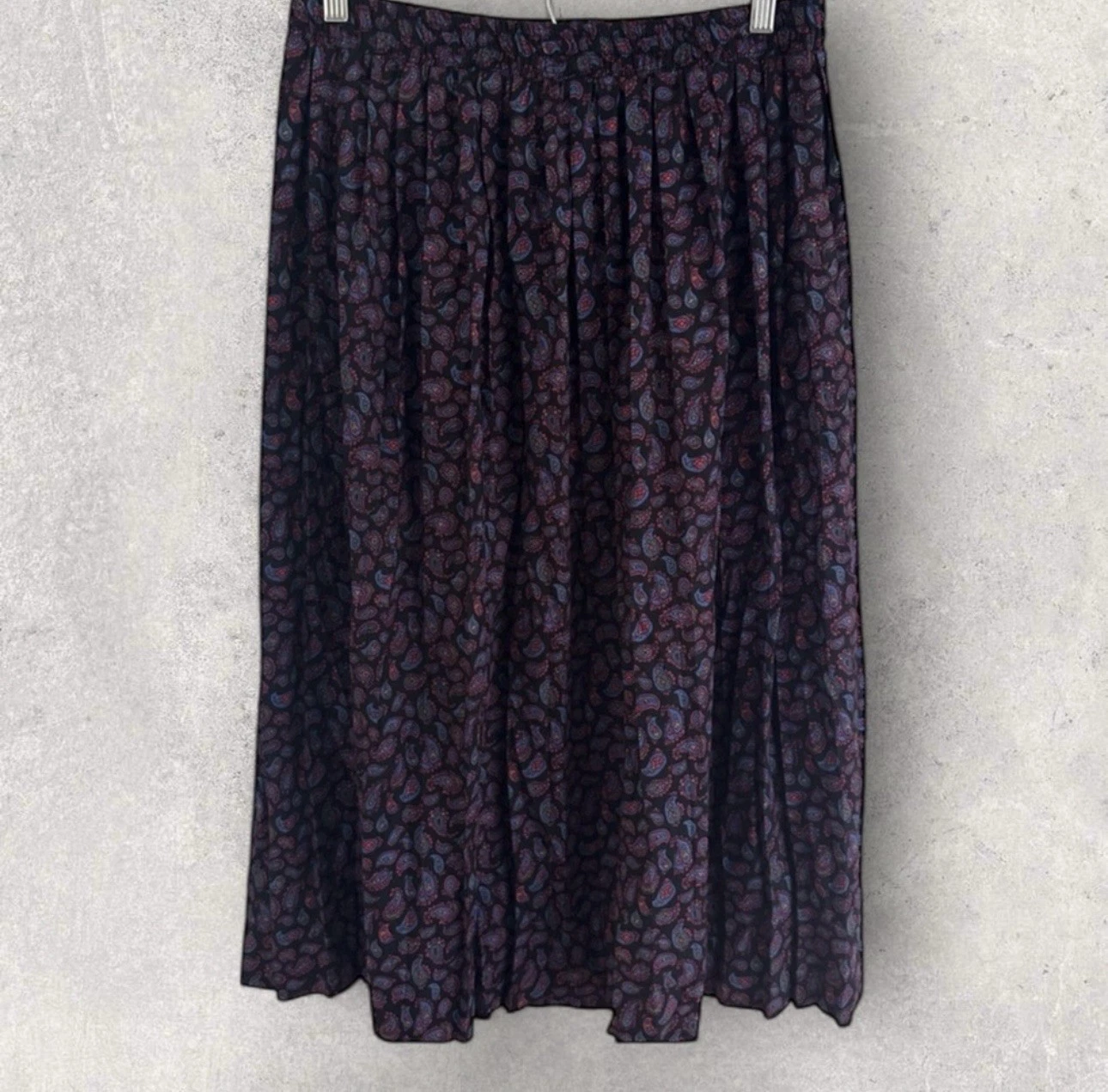 VINTAGE 1980s Bryn Connely Long Purple Paisley Skirt Women’s Medium Made USA