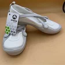 NWT CROCS Celeste White and Gray Casual Flats, Women's Size 5