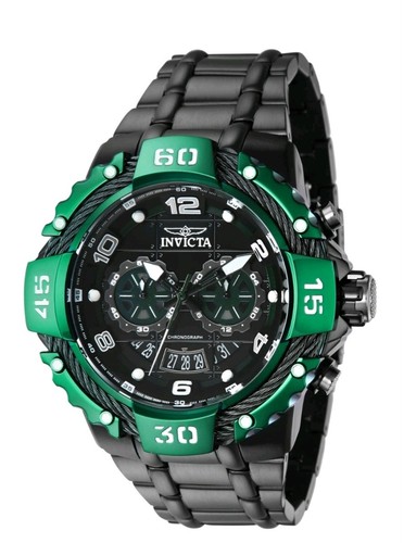 Invicta Bolt Herren 52mm schwarz/grün Ton Quarz Chronograph 100m SS Uhr 37651