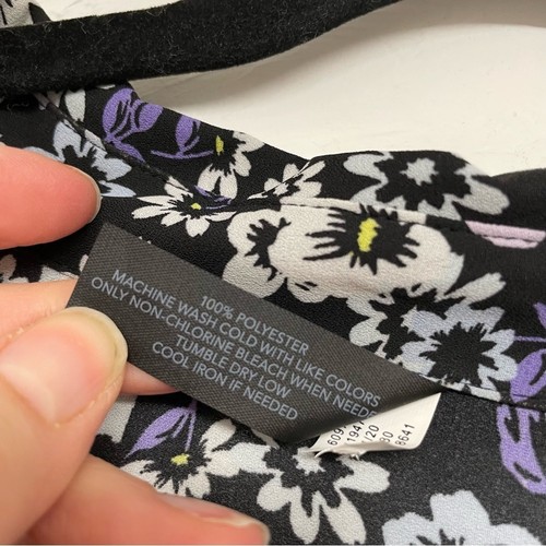 Top tunica donna Lane Bryant nero e viola floreale con bottoni manica corta 22/24 - Foto 9 di 13
