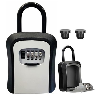 Gray Lock Box for Keys with Code, Outdoor Key Storage for House, Real Estate