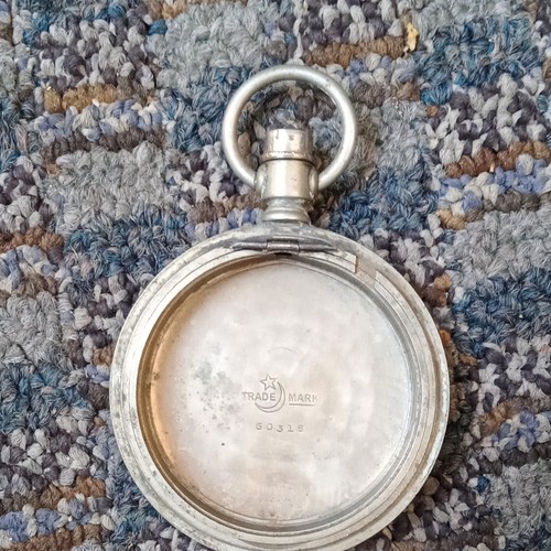 Silver Tone Full Hunter Pocket Watch, Arabic Dial, 15J Manual, MPN 60318