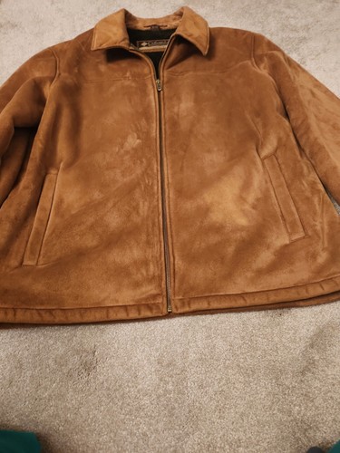 Columbia Men's Tan Brown Suede Coat w/ Faux Fur Inner Lining Size XL - Picture 5 of 11