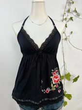 Vive Maria top black lace rose embroidery M n...