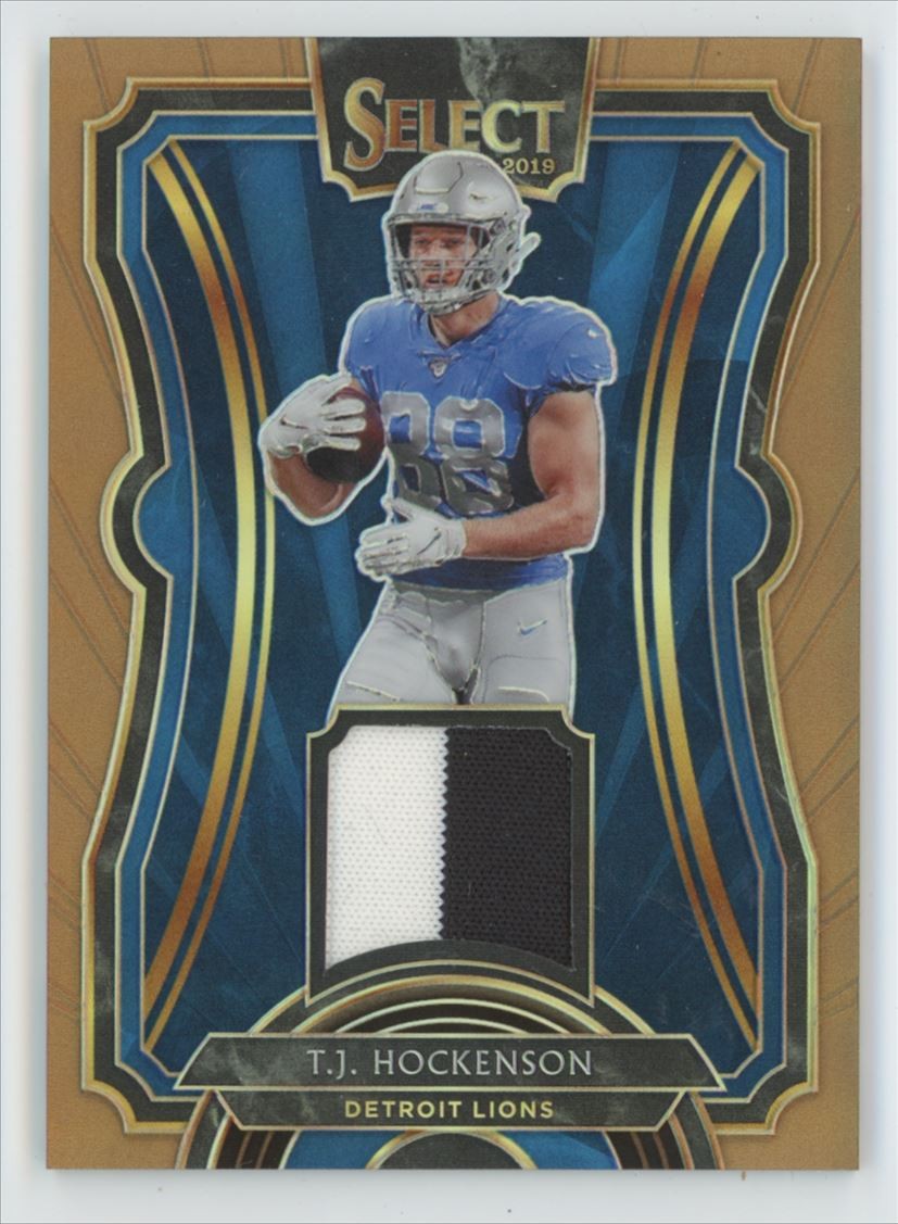 TJ Hockenson Panini Select Rookie Swatches Prizm Relics #RS13 Copper