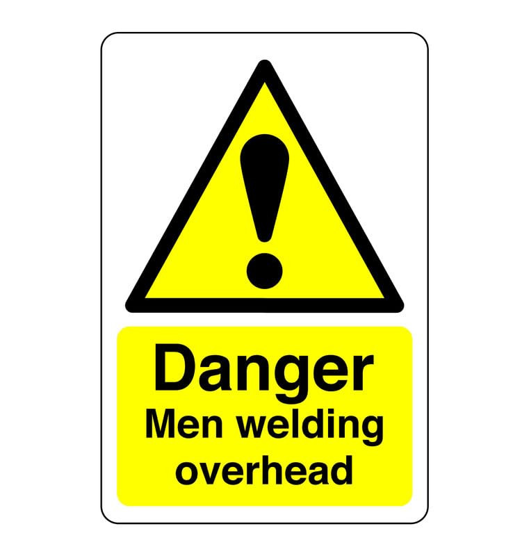 Danger men welding sign- 3mm Aluminum Dibond for indoor/outdoor usage (300mm x