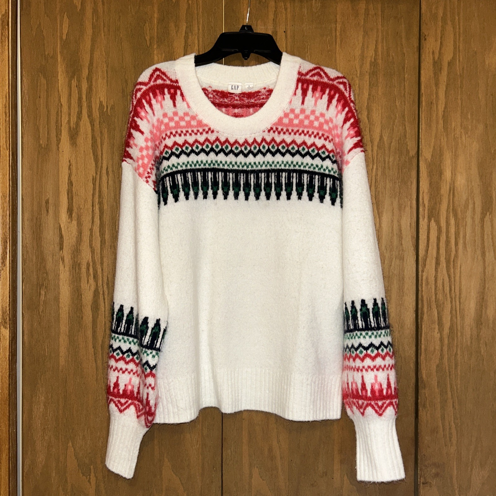 Gap Forever Cozy Sweater Snow Fair Isle Pink Long Sleeve Holiday Sweater Women S