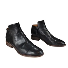 Franco Sarto Ankle Boots sz 9.5M Women NAPOLI Black Leather Zip Booties 1.5"