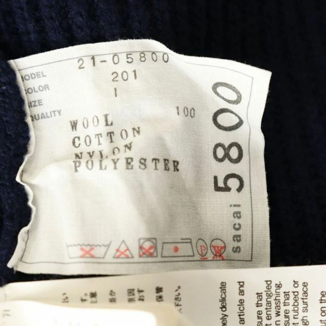 Abito Sacai lana maglia grosgrain lunghezza ginocchio 1 blu navy 21 05800 HK usato1f634ed