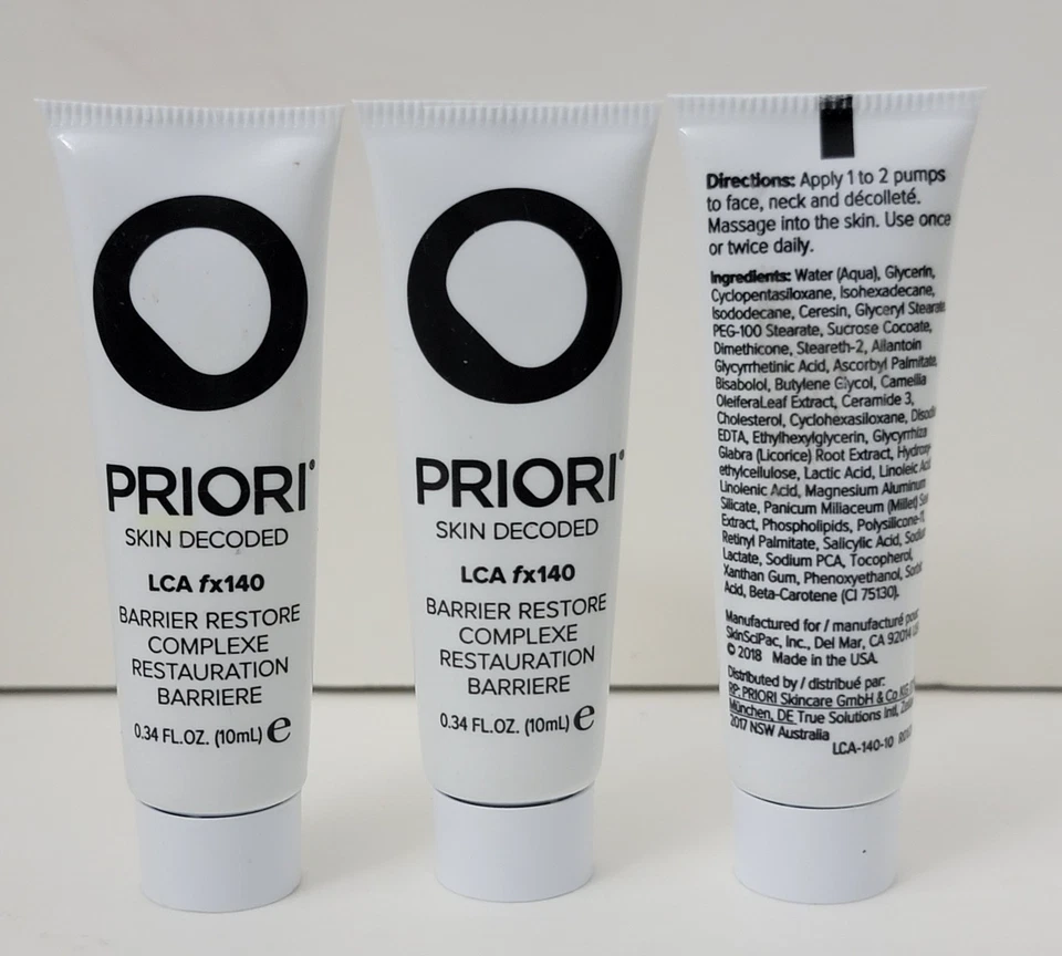 3 упаковки PRIORI декодированная кожа LCA fx 140 комплект для восстановления барьера 0,34 жидкой унции - Изображение 2 из 2