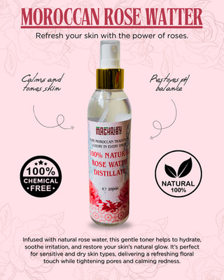 Natural Rose Water Organic 100%  Face Toner Aromatherapy handmade from Morocco