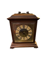 Vintage Spartus Electric Mantel Clock | Made in USA | Mid-Century Wood & Brass A