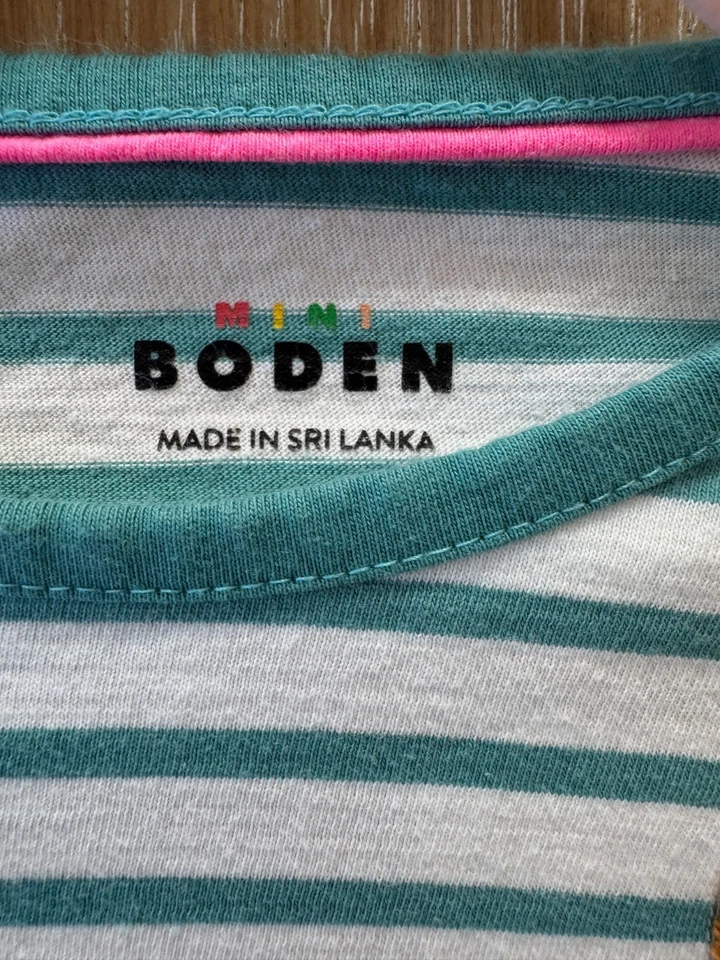 Mini Boden Designer Girl's Top Striped Embroidered Shirt Very Good Condition 7-8 - Image 2 of 4