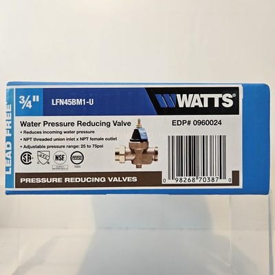 WATTS 3/4'' Water Pressure Reducing Valve LFN45BM1-U Lead-Free Brand New In Box