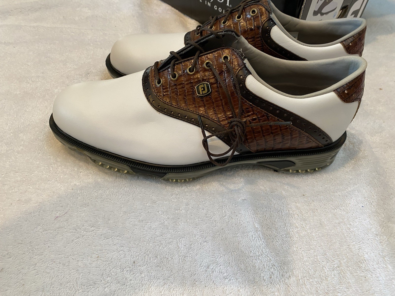 FootJoy DryJoys Tour White Brown Black 53612 Size 11 M Look 