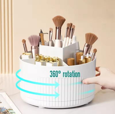  360 Rotierende Make-up Aufbewahrungsbox Schreibtisch Make-up Organizer Kosmetik Pinsel 