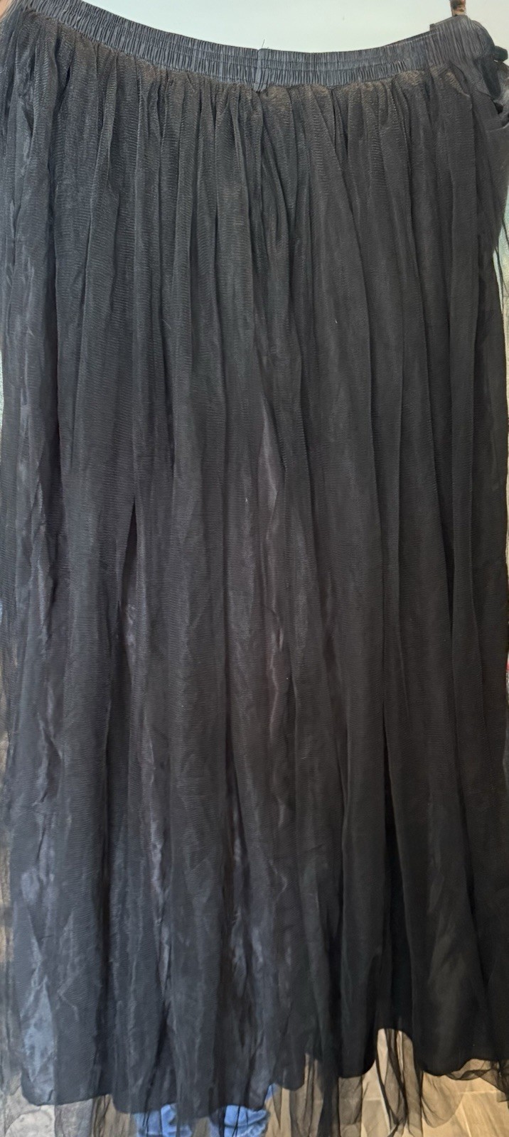 Falda para mujer talla L de tul negra hasta el suelo con cintura elástica - A0121