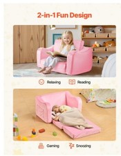 2-in-1 Kids Sofa, Foldable Toddler Soft Couch with Armrests, Made of 28D Sponge