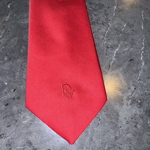 Christian Dior Solid Red Men’s Necktie Designer Tie Menswear Business Vintage - Picture 5 of 11