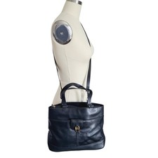 Vintage Etienne Aigner Black Genuine Leather Handbag Satchel Crossbody