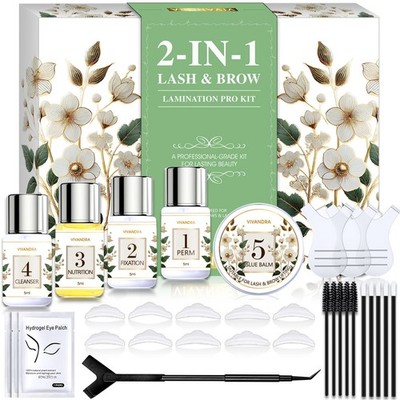 2-IN-1 Lash Lift & Brow Lamination Kit, DIY Home Kit for Naturally Fuller Bro...