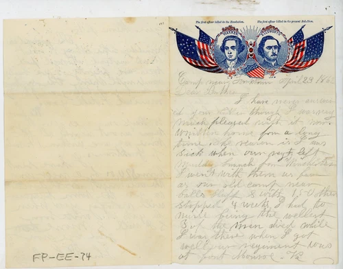 Civil War Patriotic Lettersheet Used with letter Col. Ellsworth,Warren