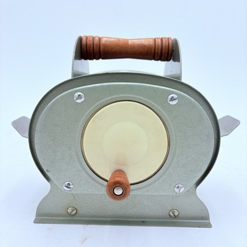 Vintage Nestor Johnson Card Shuffler Green Metal Wood Handle Hand Crank - MCM