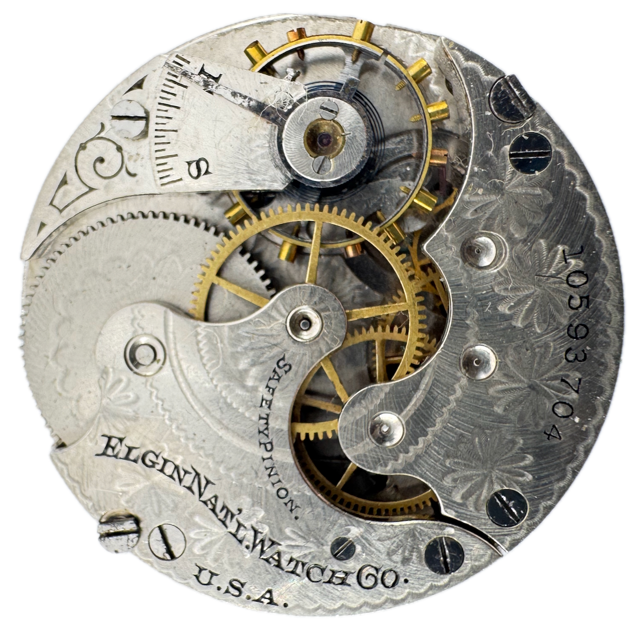 Vintage 1904 Elgin 7 Jewel Hunter Pocket Watch Movement 6s 206 USA