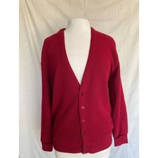 Vtg Jantzen Men's Cardigan Sweater 6 Button Cranberry Color Large Made in USA