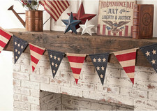 4Th of July Decorations Burlap Banner, Rustic Vintage Patriotic Pennant Garland,