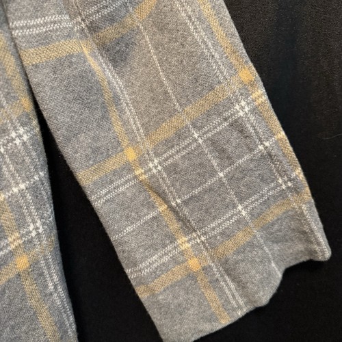 LOFT Ann Taylor Outlet Gray and Tan Plaid Open Front Cardigan Sweater Size XL - Picture 10 of 15
