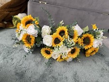 Bridesmaids Bouquet Sunflowers and White Roses Artificial Flowers