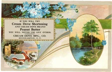 Cream Dove Shortening & Peanut Butter Cream Dove Mfg Co Binghamton NY 1912 card