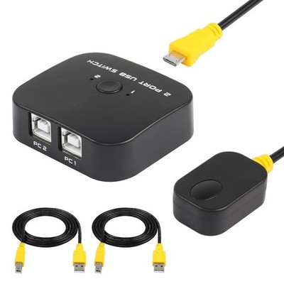 SinLoon USB Printer Sharing Switch Black with Desktop Controller & 2 USB Cables