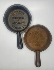 2 Vintage Cast Iron Skillets Furniture Advertising Salesman Samples