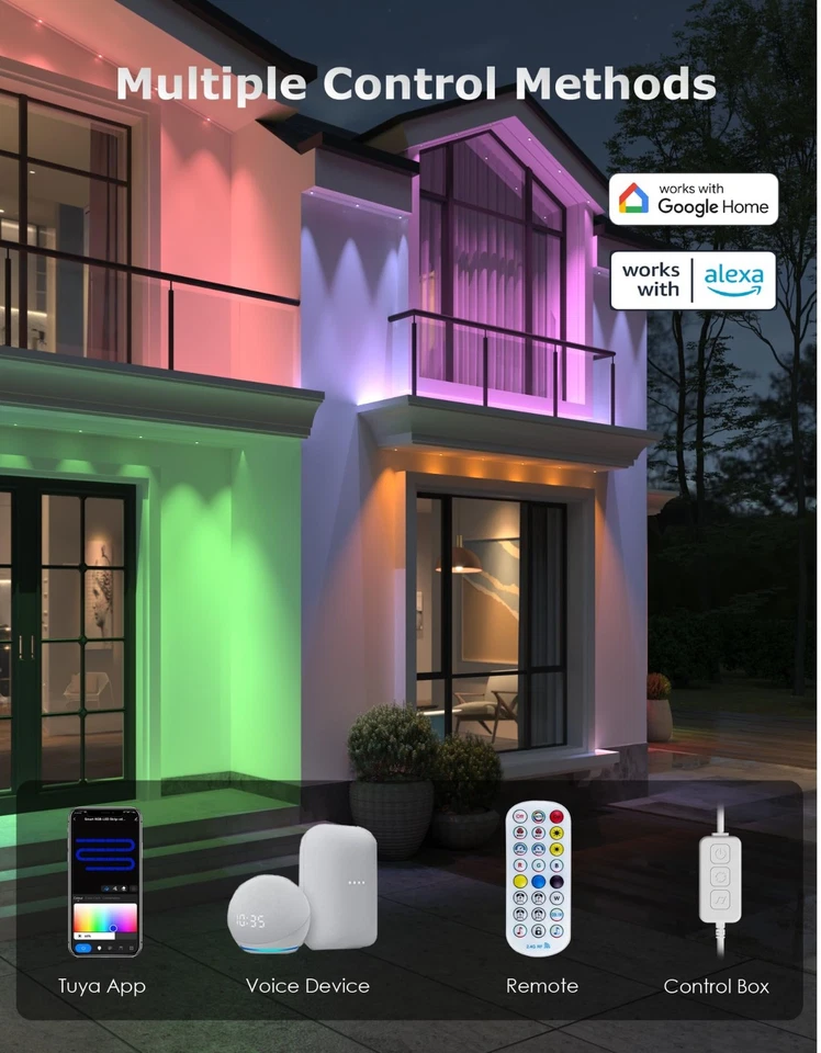 100ft/150ft LED Permanent Outdoor Lights Smart Alexa/App Outdoor Lights IP68 - Image 3 of 4