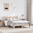 Bed frame natural solid pine 140x200 cm headboard shelves plywood storage rustic