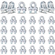30PCS 1/4" Galvanized Zinc-Plated Wire Rope Cable Clamp Clips, M6 Wire Cable Cla