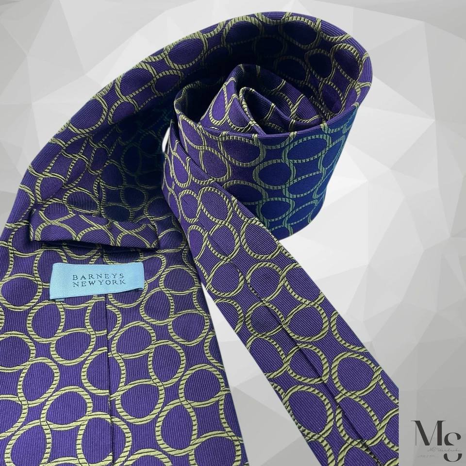 BARNEYS NEW YORK фиолетовый геометрический шелковый галстук ручной работы в Италии 59 «- 3,75» EX состояние - Изображение 4 из 4
