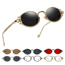 Steampunk Oval 90's Sunglasses Gothic Carved Metal Vintage Glasses Retro Eyewear