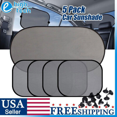 5PCS Car Side Rear Front Window Screen Sun Shade Mesh Cover Windshield UV Visor