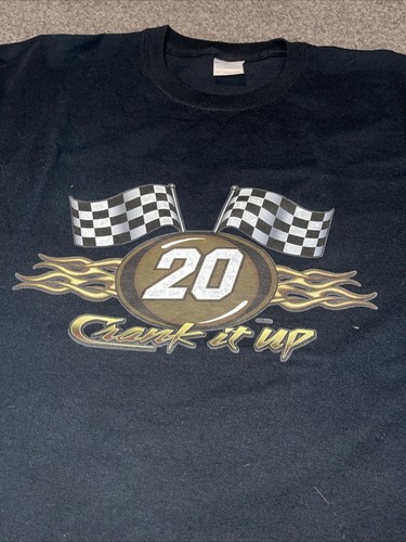 Vintage Tony Stewart Crank It Up#20 T-Shirt Size XL NASCAR - Black - Picture 2 of 4