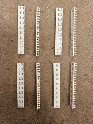 Set Wieland Markierungsstreifen, 6mm Rastermaß, gemarkt L1/L2/L3/N (Packung mit 25 Streifen)