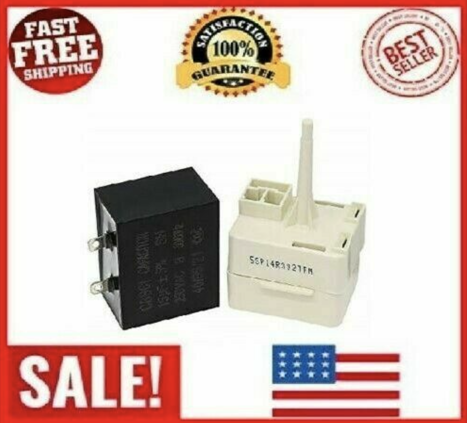 Kenmore Frigidaire Refrigerator Compressor Relay Start and Overload and capacito-image