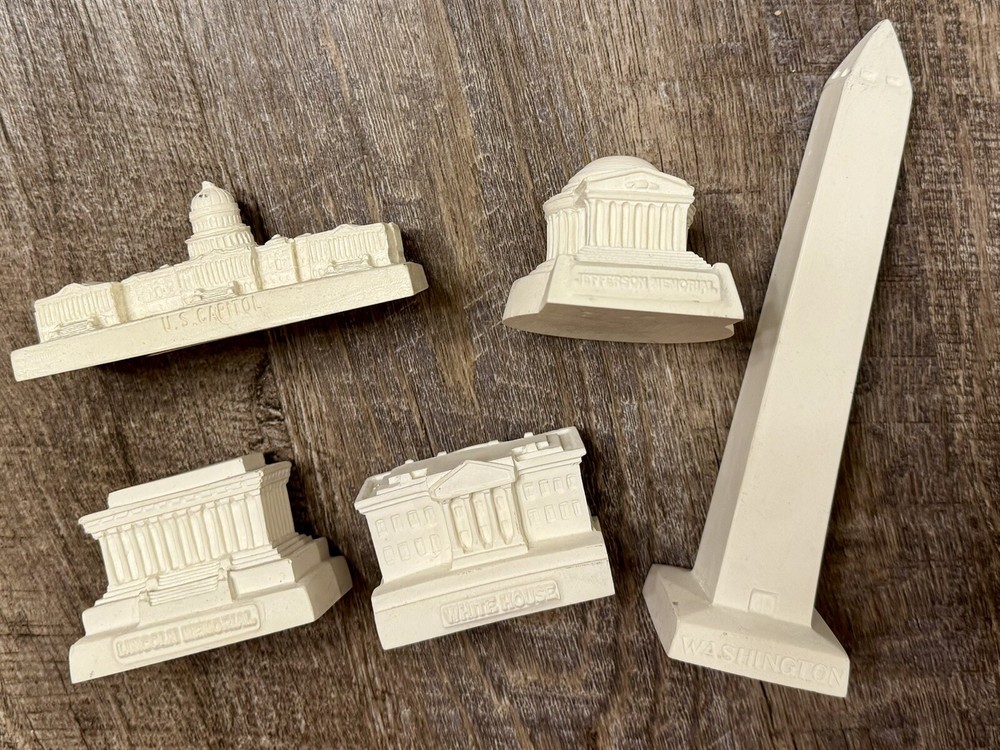 Bonded Marble USA United States US National Buildings Statue Lot Of 5