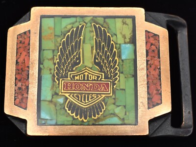 Tech Ether Guild Honda Motorcycles Solid Brass Stone Inlay 